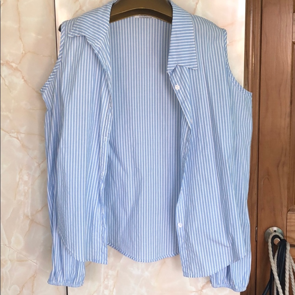 Blue and white blouse